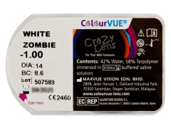 ColourVUE Crazy Lens - White Zombie - mit Stärke (2 Linsen)