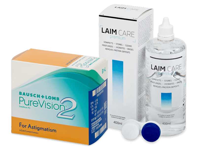 PureVision 2 for Astigmatism (6 Linsen) + Laim Care 400 ml