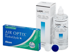 Air Optix plus HydraGlyde for Astigmatism (3 Linsen) + Laim Care 400 ml