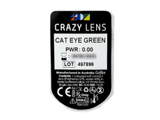 CRAZY LENS - Cat Eye Green - Tageslinsen ohne Stärke (2 Linsen)