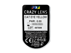 CRAZY LENS - Cat Eye Yellow - Tageslinsen ohne Stärke (2 Linsen)